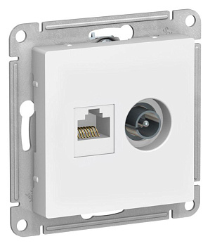 Розетка компьютерная + телевизионная 2-м AtlasDesign RJ45 кат.5E + TV механизм лотос SE ATN001389