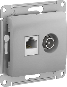 Розетка компьютерная + телевизионная 2-м Glossa RJ45 кат.5E + TV механизм алюмин. SE GSL000389