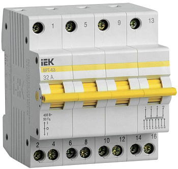 Выключатель-разъединитель трехпозиционный 4п ВРТ-63 32А IEK MPR10-4-032
