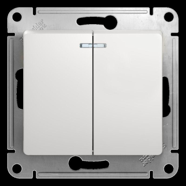 Механизм выключателя 2-кл. СП GLOSSA 10А IP20 10AX с подсветкой бел. SchE GSL000153