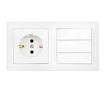 Блок 3В-РЦ-695 (3-кл.выкл.+роз. с заземл.) белый Без НДС п.п.1,16 п.1ст.118 НК