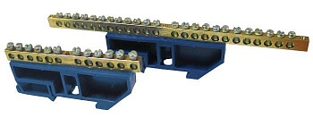 Шина нулевая N 6х9 20 отвер. никель син. изолятор на DIN-рейку PROxima EKF sn1-63-20-d