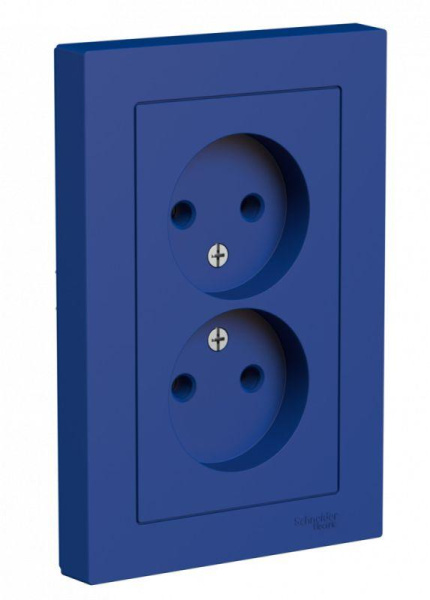 Розетка 2-м AtlasDesign 16А IP20 без заземл. в сборе аквамарин SE ATN001120