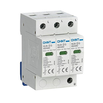 Ограничитель импульсных перенапряжений NU6-IIG 3P In=15kA Uc=440B Im=40kA CHINT 252542