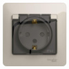 Розетка 1-м СП Glossa 16А IP44 250В с заземл. защ. шторки с крышкой в сборе молочный SE GSL000948