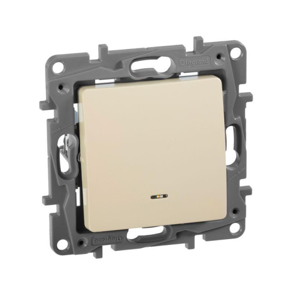 Механизм переключателя 1-кл. Etika с подсвет. авт. сл. кость Leg. 672315