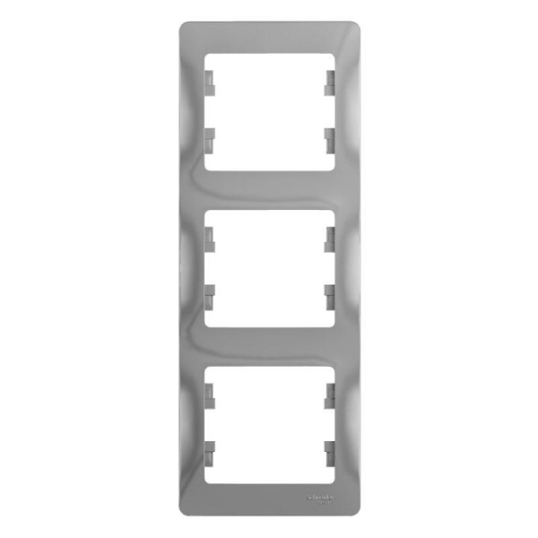 Рамка 3-м Glossa вертик. алюм. SE GSL000307