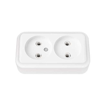 Розетка 2-м ОП РА16-260 без заземл. белый Без НДС п.п.1,16 п.1ст.118 НК