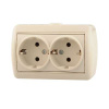 710-0300-127 Розетка 2-м ОП Nata с заземл. крем. Lezard