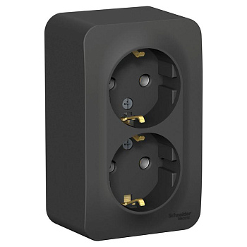 Розетка 2-м ОП Blanca 16А IP20 250В с заземл. без защ. шторок с изолир. плас антрацит SE BLNRA010216