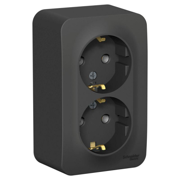 Розетка 2-м ОП Blanca 16А IP20 250В с заземл. без защ. шторок с изолир. плас антрацит SE BLNRA010216