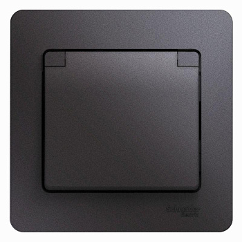 Розетка 1-м Glossa с заземл. защ. шторки с крыш. в сборе графит SE GSL001346