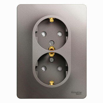 Розетка 2-м СП Glossa 16А IP20 с заземл. защ. шторки в сборе платина SE GSL001226