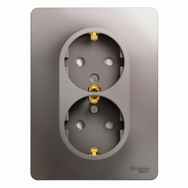 Розетка 2-м СП Glossa 16А IP20 с заземл. защ. шторки в сборе платина SE GSL001226