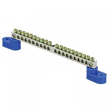 Шина нулевая N 6х9 20 отвер. никель 2 син. угловых изолятора PROxima EKF sn1-63-20-2