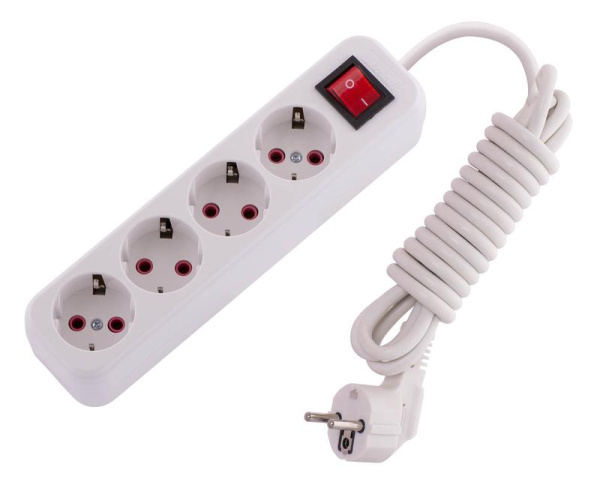 Удлинитель 4х3м с заземл. 16А IP20 Lila с выкл.  720-0403-402