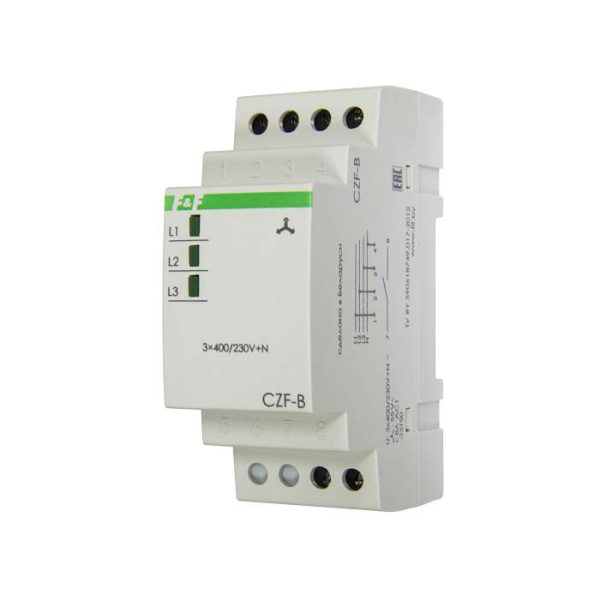 Реле контроля фаз CZF-B (3х400/230+N 8А 1перекл. IP20 монтаж на DIN-рейке) F&F EA04.001.002