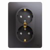 Розетка 2-м СП Glossa 16А IP20 с заземл. защ. шторки в сборе графит SE GSL001326