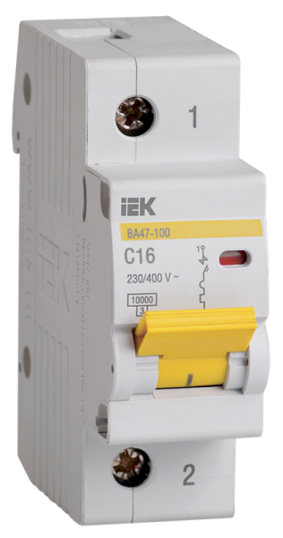 Выключатель автоматический модульный 1п C 16А 10кА ВА47-100 KARAT IEK MVA40-1-016-C