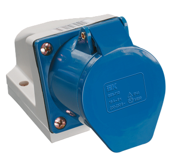 Розетка стационарная ОП 2P+PЕ 16А 220ВССИ-113 IP44 IEK PSR11-016-3