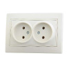 701-0303-128 Розетка 2-м Mira без заземл. керам.крем Lezard