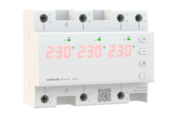 Реле напряжения Welrok D6-40 red