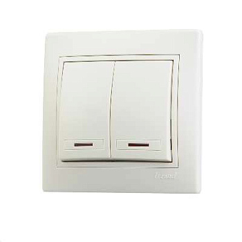 701-0303-112 Выключатель 2-кл. Mira с подсветкой крем. Lezard