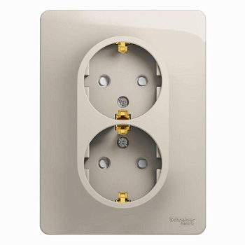 Розетка 2-м СП Glossa 16А IP20 с заземл. защ. шторки в сборе молочный SE GSL000926