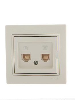 701-0303-138 Розетка 2-м Mira телефонная RJ11 крем. Lezard