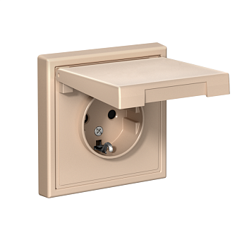 Розетка ArtGallery 16А IP20 с заземл. защ. шторки с крышкой механизм песочн. SE GAL001246