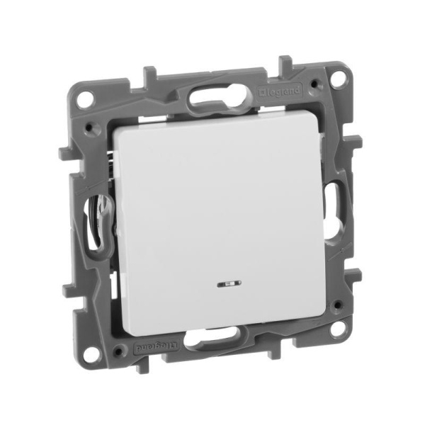 Механизм переключателя 1-кл. Etika с подсвет.авт. бел. Leg. 672215