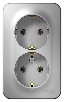 Розетка 2-м ОП Blanca 16А IP20 250В с заземл. без защ. шторок с изолир. пласт. алюм. SE BLNRA010213
