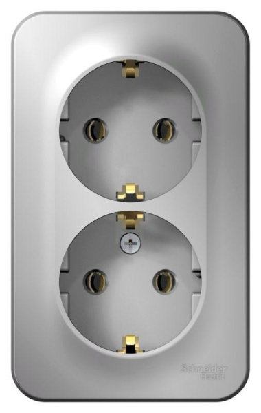 Розетка 2-м ОП Blanca 16А IP20 250В с заземл. без защ. шторок с изолир. пласт. алюм. SE BLNRA010213