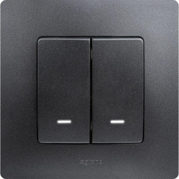 Механизм выключателя 2-кл Etika с подсветк. антрацит Leg. 672604