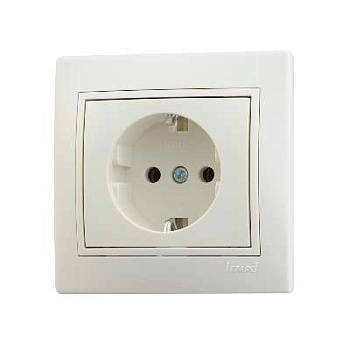 701-0303-122 Розетка 1-м Mira с заземл. керам.крем Lezard