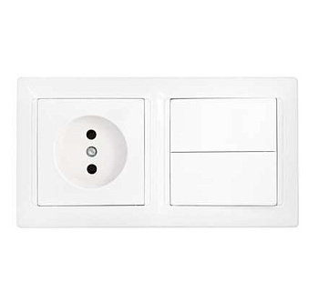 Блок 2В-РЦ-687 (2-кл.выкл.+роз. без заземл.) белый Без НДС п.п.1,16 п.1ст.118 НК