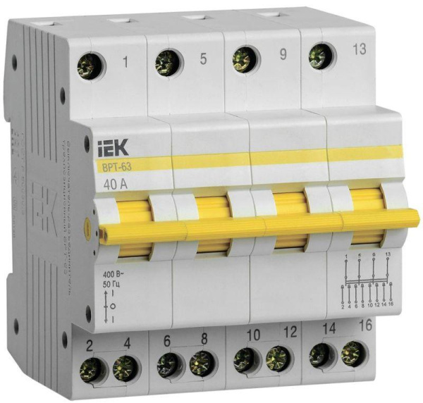 Выключатель-разъединитель трехпозиционный 4п ВРТ-63 40А IEK MPR10-4-040