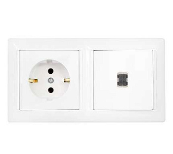 Блок В-РЦ-701 (1-кл.выкл. с подсв.+роз. с заземл.) белый Без НДС п.п.1,16 п.1ст.118 НК