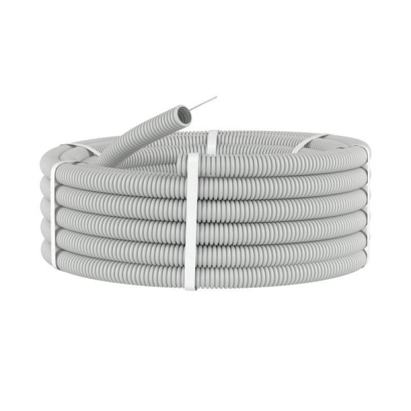 Труба гофрированная ПВХ d16мм гибкая тяжелая с протяжкой сер. DKC 91516