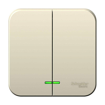 Выключатель 2-кл. ОП Blanca 6А IP20 (сх.5) 250В с подсветкой изолир. пласт молочный SE BLNVA065112