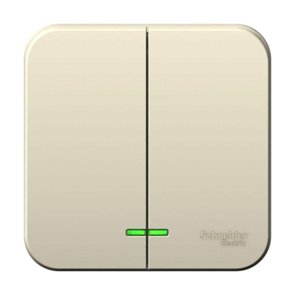 Выключатель 2-кл. ОП Blanca 6А IP20 (сх.5) 250В с подсветкой изолир. пласт молочный SE BLNVA065112