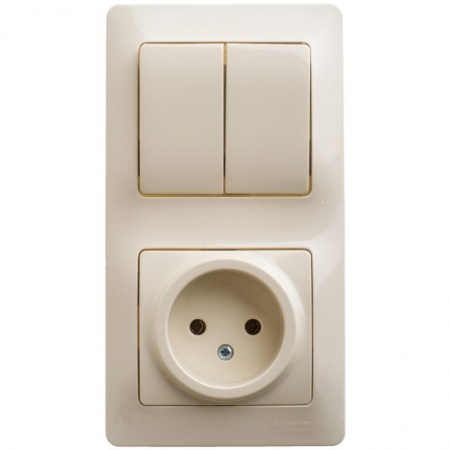Блок комбинированный GLOSSA розетка + выкл. 2-кл. беж. SchE GSL000272