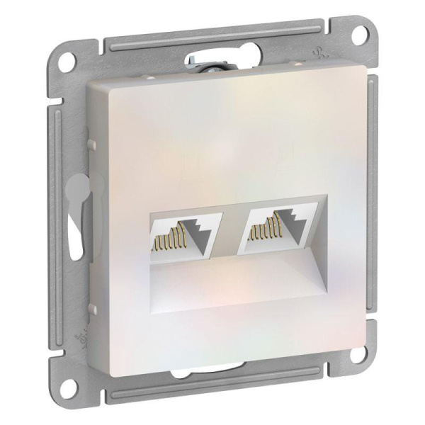 Розетка компьютерная 2-м AtlasDesign RJ45 кат.5E механизм жемчуг SE ATN000485