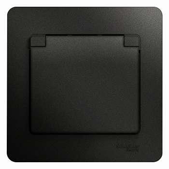 Розетка 1-м Glossa с заземл. защ. шторки с крыш. в сборе антрацит SE GSL000746