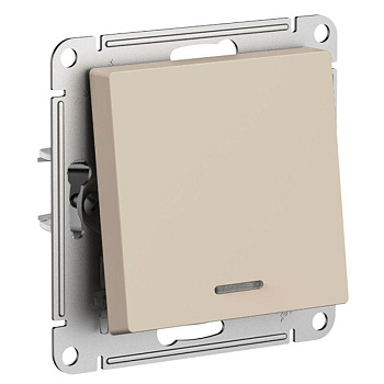 Переключатель проходной 1-кл. СП AtlasDesign 10А IP20 (сх. 6а) 10AX с подсветкой механизм песочный SE ATN001263