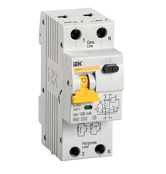 Выключатель автоматический дифференциального тока 2п (1P+N) C 50А 100мА тип A 6кА АВДТ-32 IEK MAD22-5-050-C-100