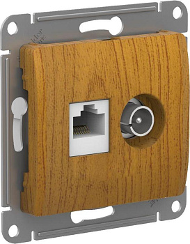 Розетка компьютерная + телевизионная 2-м Glossa RJ45 кат.5E + TV механизм дуб SE GSL000589