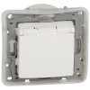 Механизм розетки 1-м Etika IP44 с заземл. защ.шторки с крышк. бел. Leg.672232