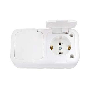 Розетка 2-м ОП РА16-213 с заземл. белый IP54 Без НДС п.п.1,16 п.1ст.118 НК