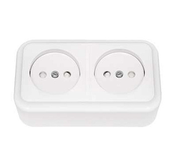 Розетка 2-м ОП РА16-273 без заземл. со шторками белый Без НДС п.п.1,16 п.1ст.118 НК
